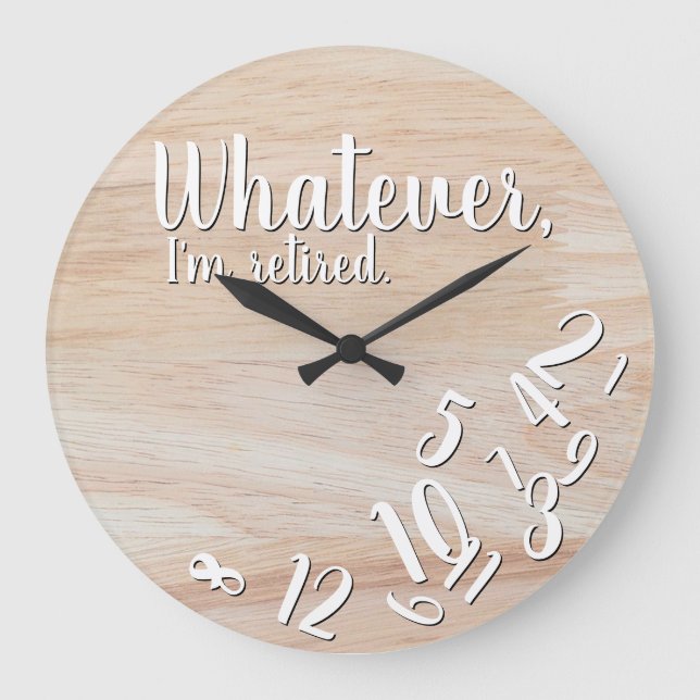 Relógio Grande Estou aposentado, rusticidade de madeira. (Frente)