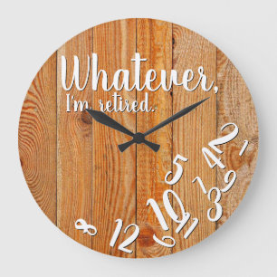 Relógio Grande Estou aposentado, rusticidade de madeira.
