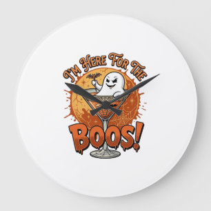 Relógio Grande Estou Aqui Boos Halloween Fantasma Bebida Teia de 