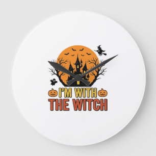 Relógio Grande Estou Com A Bruxa Design de Castelo de Halloween V