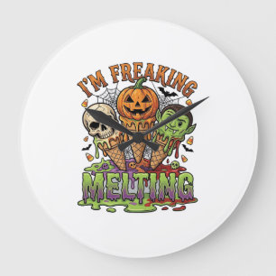 Relógio Grande Estou Derretendo Sorvete de Halloween Abóbora Cave
