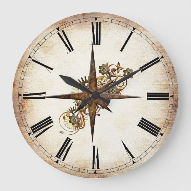 Relógio Grande Estrela de Compass Steampunk (Frente)