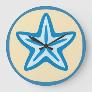Relógio Grande Estrela-do-mar Azul em Círculo Amarelo