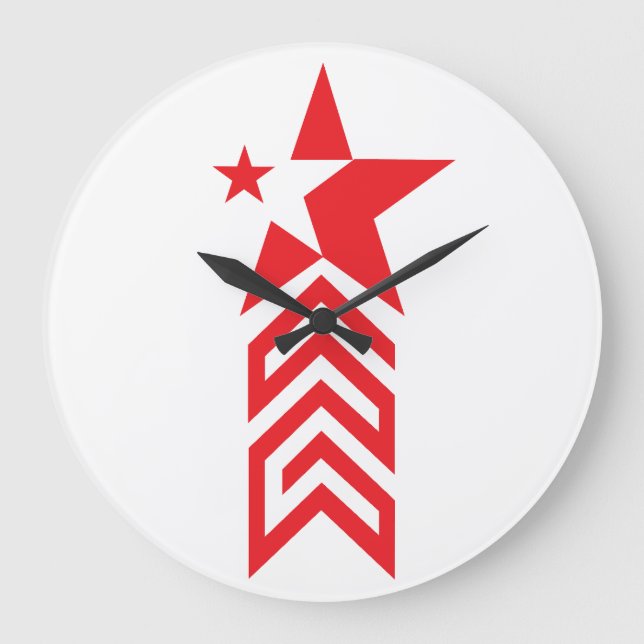 Relógio Grande Estrela Vermelha com Setas Chevron (Frente)