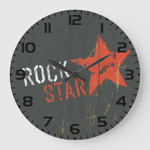 Relógio Grande Estrela Vermelha de Rock Star Abalada