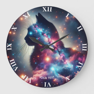 Relógio Grande Estrelas de Gato do Espaço Fantasma