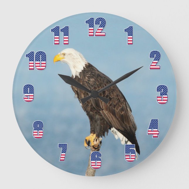 Relógio Grande Estrelas e Stripes de Águia Americanas (Frente)