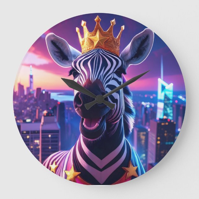 Relógio Grande Estrelas E Stripes Zebra Zanzibar (Frente)