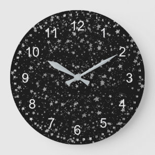 Relógio Grande Estrelas Prateadas