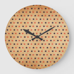 Relógio Grande Estrelas Vintage: Textura de Papel Antigo