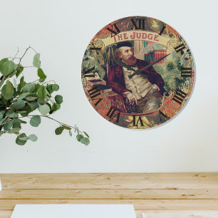 Relógio Grande Etiqueta da Caixa de Charutos do Juiz Vintage