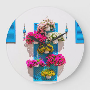 Relógio Grande Etnia Floral: Muro de Jardim