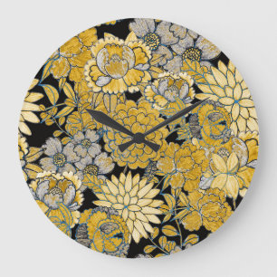 Relógio Grande Etnia Floral: Textura de Paisley Criativa.