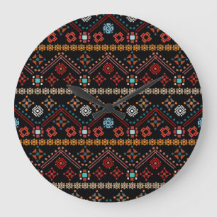 Relógio Grande Étnica Boho: Tribal Colorida Sem Olho.