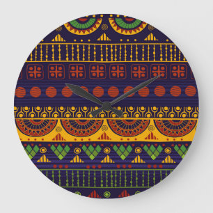 Relógio Grande Etno Tribal: Design de padrão sem costura.