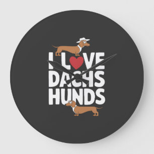 Relógio Grande Eu Amo Dachshunds Gráfico Divertido para Amantes d