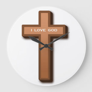 RELÓGIO GRANDE "EU AMO DEUS" CRUZADO