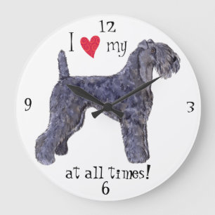 Relógio Grande Eu amo meu azul de Kerry Terrier