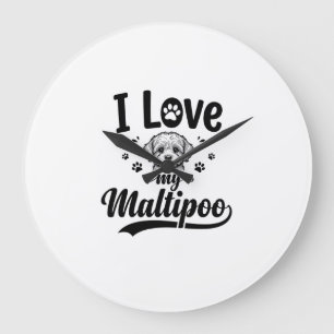 Relógio Grande Eu Amo Meu Design de Cachorro de Gravura Vintage M