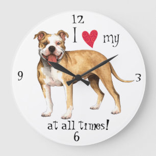 Relógio Grande Eu amo meu pitbull Terrier