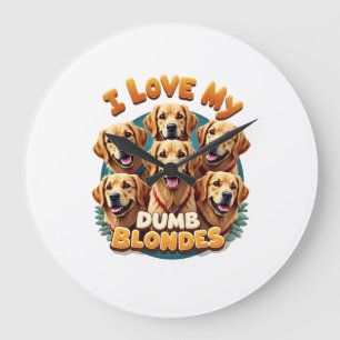 Relógio Grande Eu Amo Meus Louros Tontos Retrievers Golden Vintag