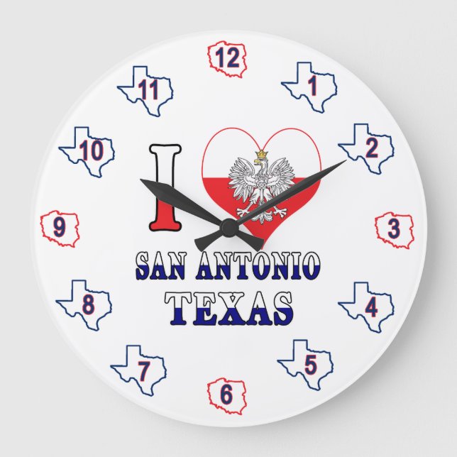 Relógio Grande Eu amo San Antonio Texas (Frente)