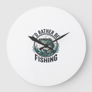 Relógio Grande Eu Preferiria Estar Pescando Camisa de Pescador de