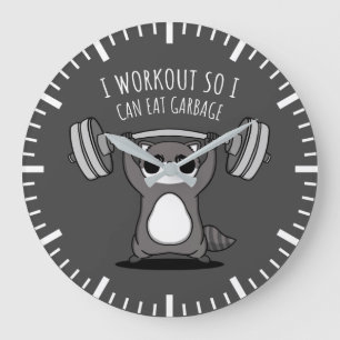 Relógio Grande Eu Preparei Comer Lixo - Engraçado Raccoon De Gym