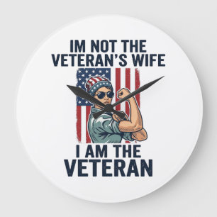 Relógio Grande Eu Sou a Mulher Veterana Patriótica Design_1