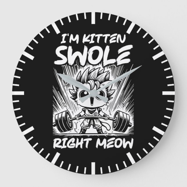 Relógio Grande Eu sou Kitten Swole Right Meow, Anime Gym Cat Work (Frente)