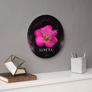 Relógio Grande Eu Te Amo - Rosa - Dia dos Namorados Personalizado