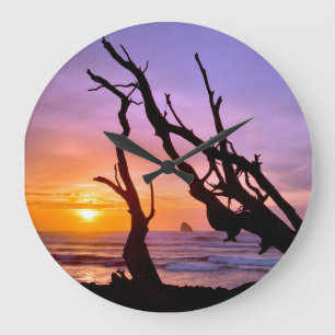 Relógio Grande EUA, Oregon, Cape Meares. Pôr do sol