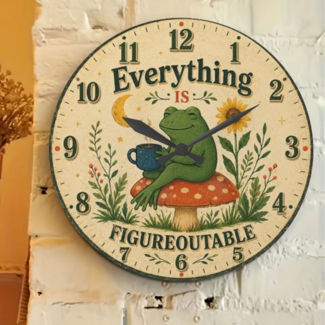 Relógio Grande Everything Is Figureoutable Frog (Criador carregado)