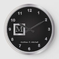 Executivo Preto e Prata de Monograma Masculino