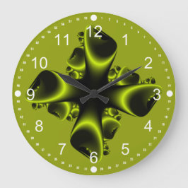 Relógio Grande Explosão Fractal Verde Neon e Preto