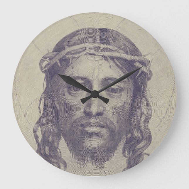 Relógio Grande Face de Cristo no Véu de Santa Verônica Sagrada Fa (Frente)