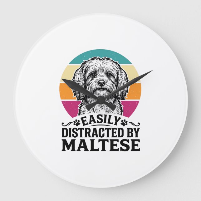 Relógio Grande Facilmente Distraído Pelo Design de Cachorro Vinta (Frente)