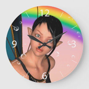 Relógio Grande Fada sob arco-íris