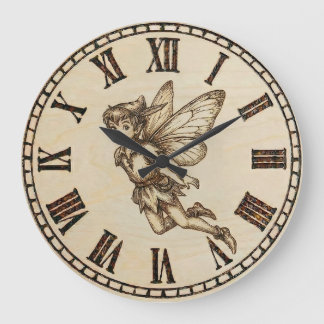 Relógio Grande Fairy Wall Clock | Wood-Burned Fantasy