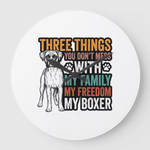 Relógio Grande Família de Cães Boxer Desenho de Camisa Vintage Li