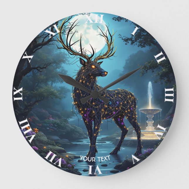 Relógio Grande Fantasia Cerveja Lua Deer Noite (Frente)