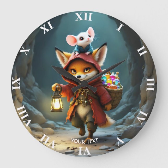 Relógio Grande Fantasia de Bebê Raposa Mouse Fofa (Frente)