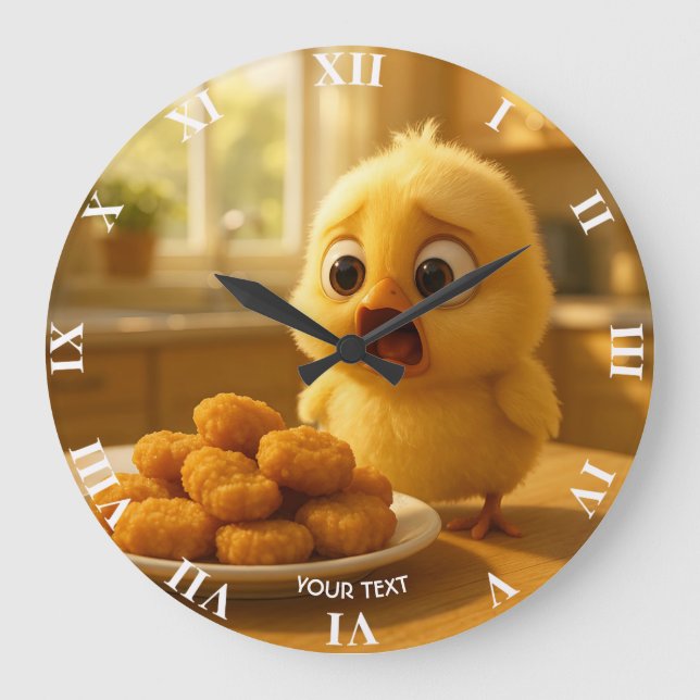 Relógio Grande Fantasia de frango nuggets bebê fofo (Frente)