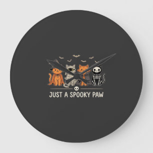 Relógio Grande Fantasia de Gato de Halloween Spooky Paw_1