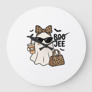 Relógio Grande Fantasma Boo Jee Halloween Arco de Leopardo Design