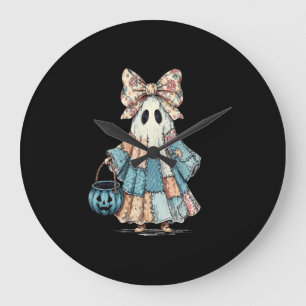 Relógio Grande Fantasma de Ganga Azul de Halloween Retrô