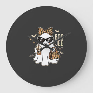 Relógio Grande Fantasma Fofo Boo Jee Design de Leopardo de Hallow