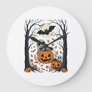 Relógio Grande Fantasmagóricos Fantasmas de Halloween e Floresta
