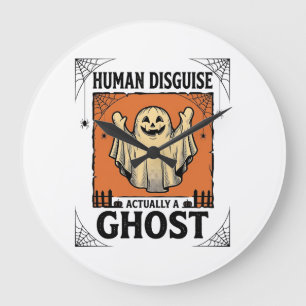 Relógio Grande Fantasmas com Fantasia Humana Humor de Halloween V