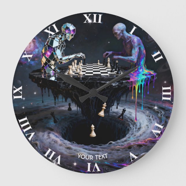 Relógio Grande Fantasy Bons Jogadores de Xadrez (Frente)